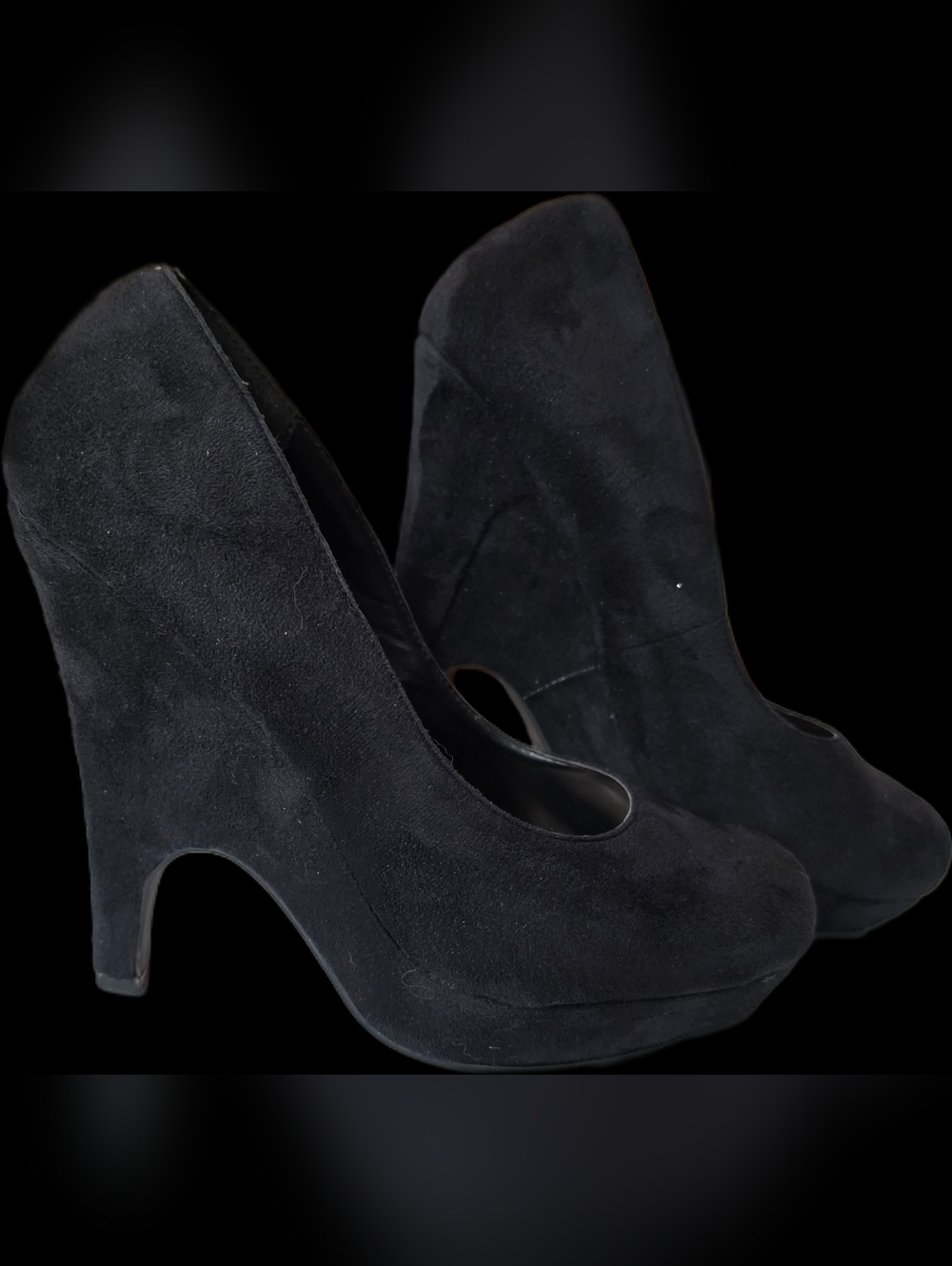 Black Suede Platform Pumps